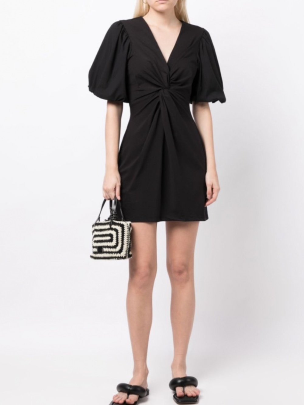 Cinq a sept Betty puff sleeve knotted dress